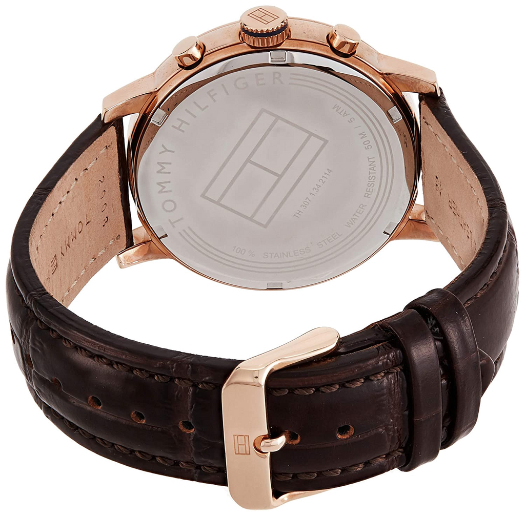 Tommy Hilfiger Aiden Quartz Blue Dial Brown Leather Strap Watch for Men - 1791308