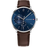 Tommy Hilfiger Cooper Blue Dial Brown Leather Strap Watch for Men - 1791508