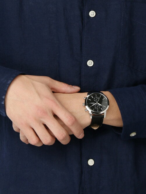 Fossil Townsman Multifunction Black Dial Black Leather Strap Watch for Men - FS5396