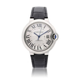 Cartier Ballon Bleu De Cartier Silver Dial Black Leather Strap Watch for Women - WSBB0028