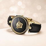 Versace Palazzo Empire Black Dial Black Leather Strap Watch for Women - VCO020017