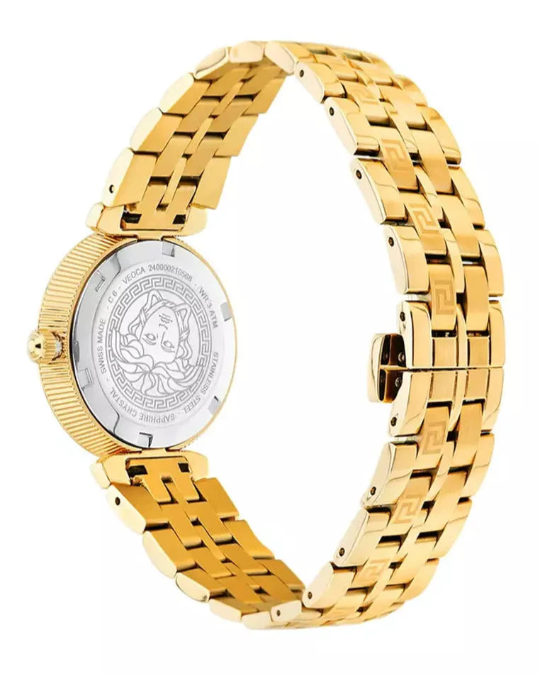 Versace Daphnis Quartz Black Dial Gold Steel Strap Watch for Women - VEOCA0524