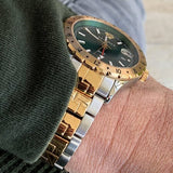 Versace Hellenyium GMT Green Dial Two Tone Steel Strap Watch for Men - V11050015