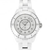 Chanel J12 Diamonds Mother of Pearl White Dial White Steel Strap Watch for Women - J12 H5704