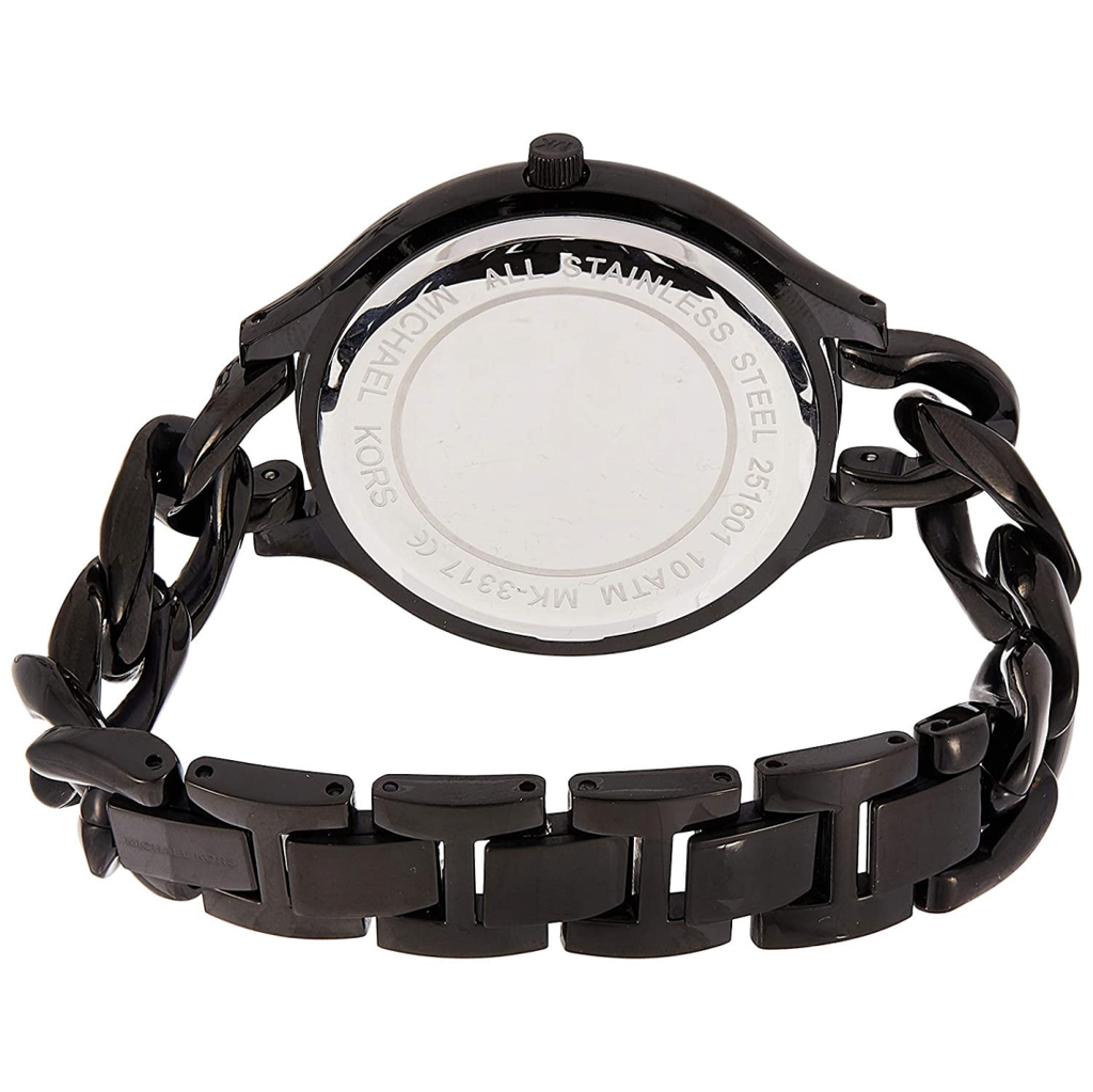 Michael Kors Slim Runway Black Dial Black Steel Strap Watch for Women - MK3317