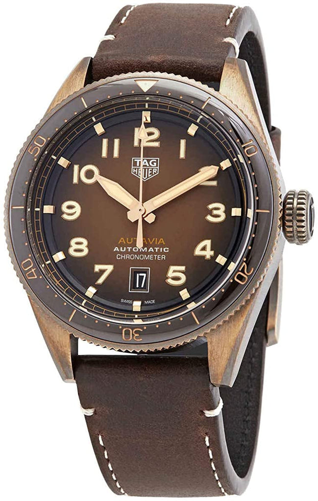Tag Heuer Autavia Brown Dial Brown Leather Strap Watch for Men - WBE5191.FC8276