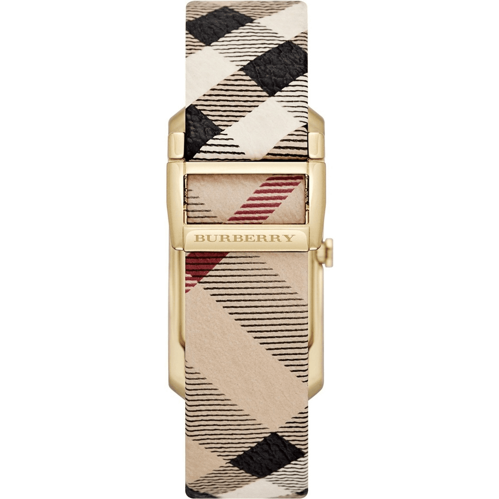 Burberry Pioneer Champagne Dial Haymarket Beige Leather Strap Watch for Women - BU9407