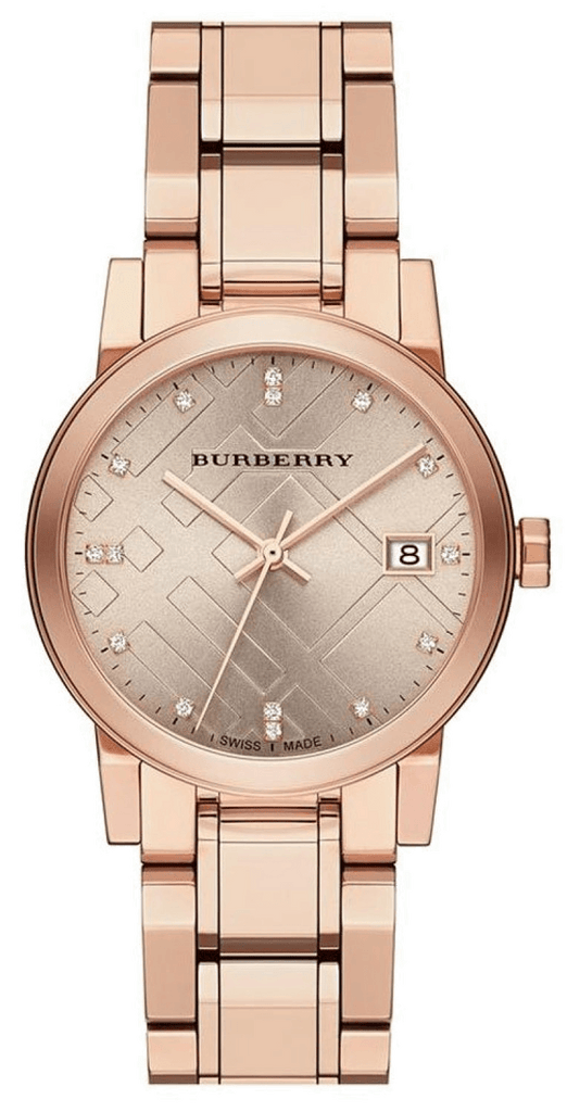 Burberry The City Diamonds Rose Gold Dial Rose Gold Steel Strap Watch for Women - BU9126