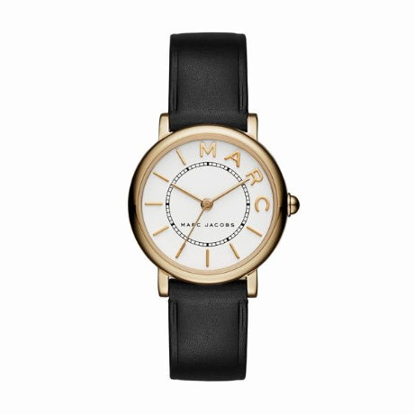 Marc Jacobs Roxy White Dial Black Leather Strap Watch for Women - MJ1537