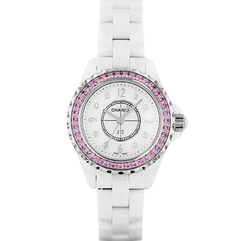 Chanel J12 Quartz Diamonds Mother of Pearl White Dial White Steel Strap Watch for Women - J12 H3243