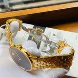 Movado Museum Classic Quartz Black Dial Gold Steel Strap Watch for Men - 0607203