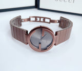 Gucci Interlocking G Quartz Brown Dial Brown Steel Strap Watch for Women -  YA133317