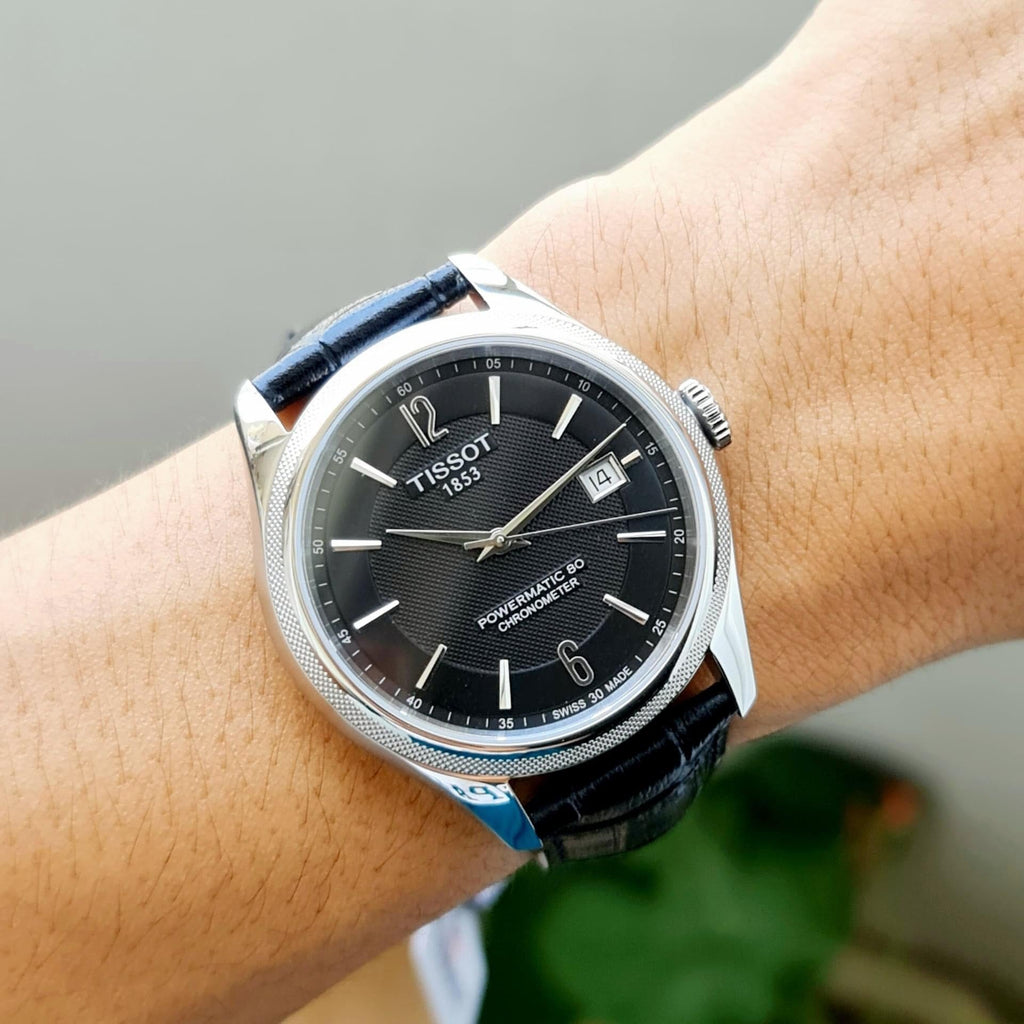 Tissot Ballade Powermatic 80 Cosc Black Dial Black Leather Strap Watch For Men - T108.408.16.057.00