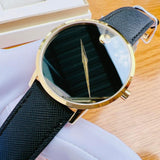 Movado Museum Classic Quartz Black Dial Black Leather Strap Watch for Men - 0607195