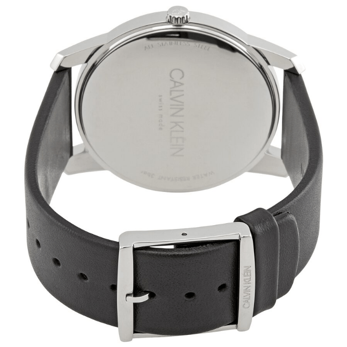 Calvin Klein City White Dial Black Leather Strap Watch For Men - K2G211C6