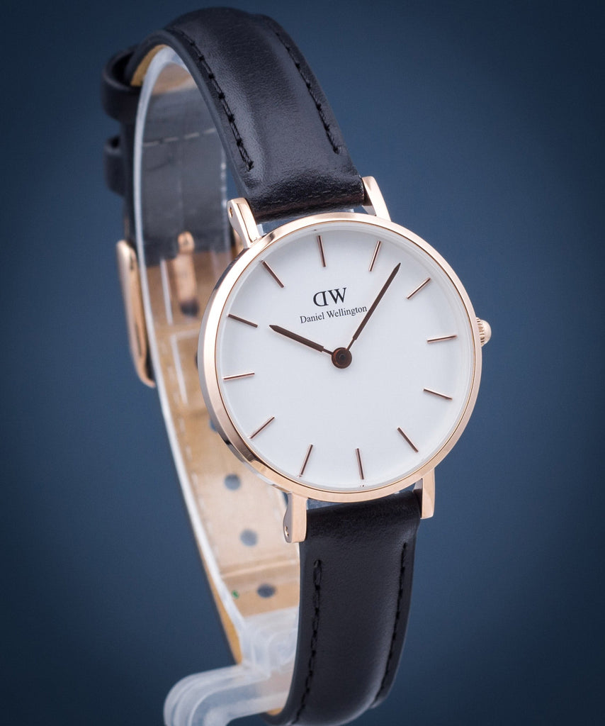 Daniel Wellington Classic Petite Sheffield White Dial Black Leather Strap Watch For Women - DW00100230