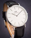 Daniel Wellington Classic Sheffield White Dial Black Leather Strap Watch For Men - DW00100020