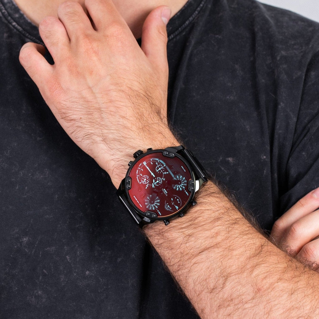 Diesel Mr Daddy 2.0 Chronograph Black Dial Black Steel Strap Watch For Men - DZ7395