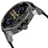Diesel Mr Daddy 2.0 Chronograph Black Dial Black Leather Strap Watch For Men - DZ7348