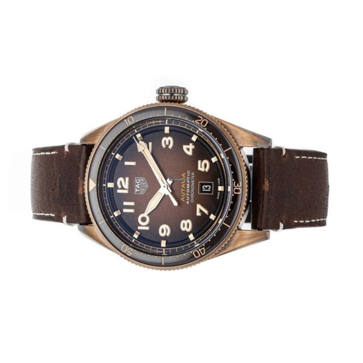 Tag Heuer Autavia Brown Dial Brown Leather Strap Watch for Men - WBE5191.FC8276