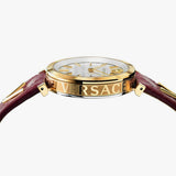 Versace V-Twist Silver Dial Red Leather Strap Watch for for Women - VELS00519