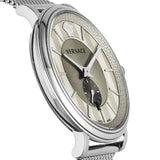 Versace V-Circle Silver Dial Silver Mesh Bracelet Watch for Men - VBQ060017