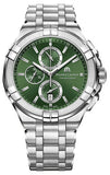 Maurice Lacroix Aikon Chronograph Green Dial Silver Steel Strap Watch For Men - AI1018-SS002-630-1