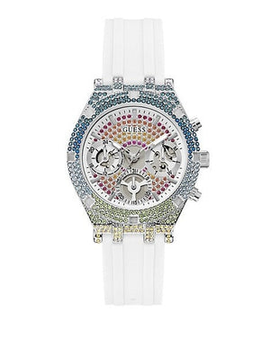 Guess Glitz Pride Limited Edition White Dial White Rubber Strap Watch for Women - GW0407L4