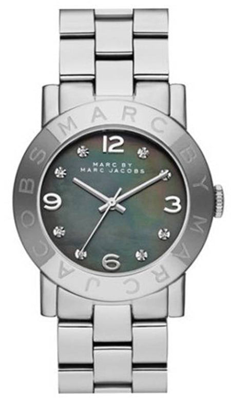 Marc Jacobs Amy Analog Mother of Pearl Grey Dial Silver Steel Strap Watch for Women - MBM8608