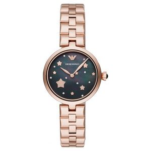 Emporio Armani Arianna Black Dial Rose Gold Stainless Steel Watch For Women - AR11197