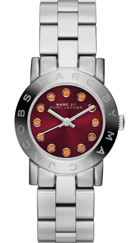 Marc Jacobs Amy Red Dial Silver Steel Strap Watch for Women - MBM3335