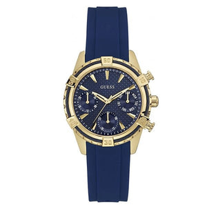 Guess Catalina Blue Gold Tone Blue Silicone Strap Watch For Women - W0562L2