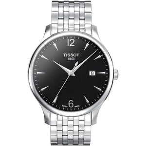 Tissot T Classic Tradition Black Dial Silver Steel Strap Watch For Men - T063.610.11.057.00