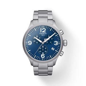 Tissot T Sport Chrono XL Chronograph Blue Dial Silver Steel Strap Watch For Men - T116.617.11.047.00