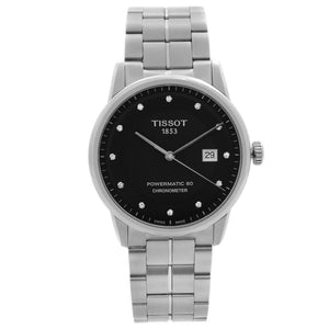 Tissot T Classic Luxury Powermatic 80 Black Dial Silver Steel Strap Watch For Men - T086.408.11.056.00