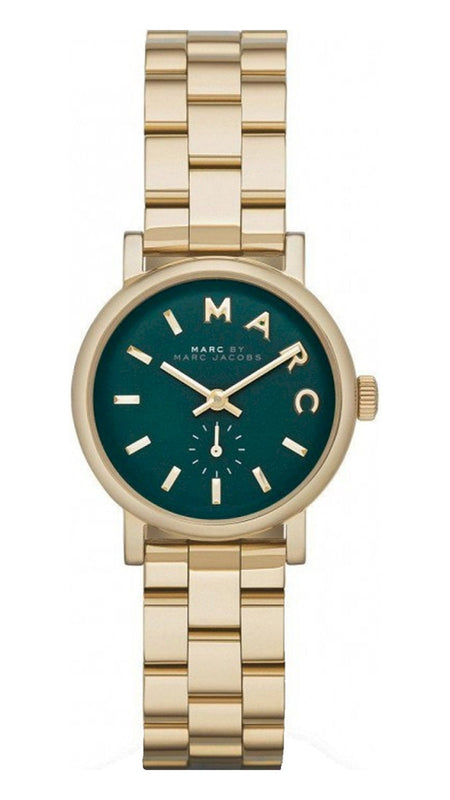 Marc Jacobs Baker Green Dial Gold Steel Strap Watch for Women - MBM3249
