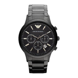 Emporio Armani Classic Chronograph Black Dial Black Steel Strap Watch For Men - AR2453