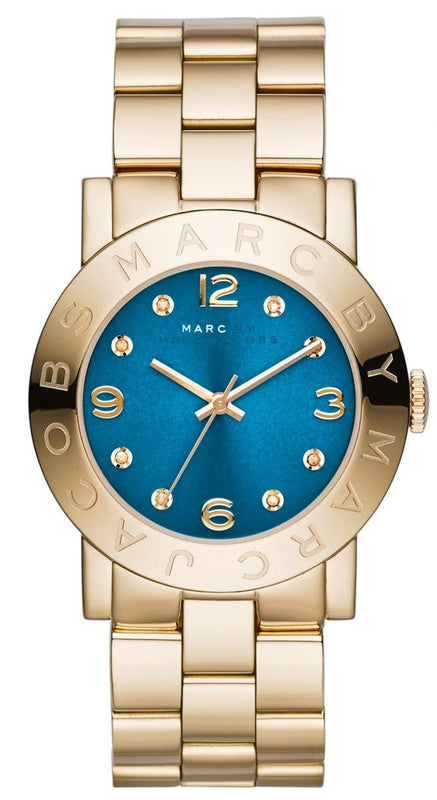 Marc Jacobs Amy Blue Dial Gold Steel Strap Watch for Women - MBM3303
