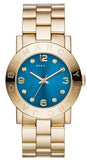 Marc Jacobs Amy Blue Dial Gold Steel Strap Watch for Women - MBM3303