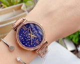 Michael Kors Darci Blue Dial Rose Gold Steel Strap Watch for Women - MK3728