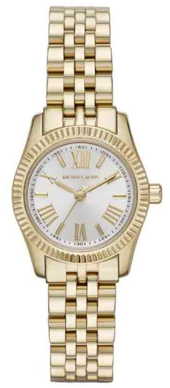 Michael Kors Lexington Quartz Silver Dial Gold Steel Strap Watch For Women - MK3229
