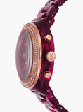 Michael Kors Runway Chronograph Red Dial Red Steel Strap Watch for Women - MK7425