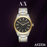 Armani Exchange Nico Analog Black Dial Two Tone Steel Strap Watch For Men - AX2336