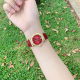 Versace V-Motif Red Dial Red Leather Strap Watch for Women - VERE00418