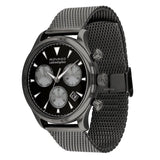 Movado Heritage Calendoplan Chronograph Black Dial Grey Mesh Strap Watch for Men - 3650100
