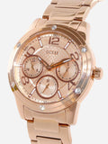 Guess Studio Rose Gold Dial Rose Gold Steel Strap Watch For Women - W0778L3