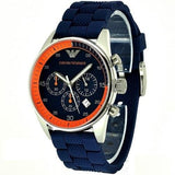 Emporio Armani Chronograph Blue Dial Blue Rubber Strap Watch For Men - AR5864