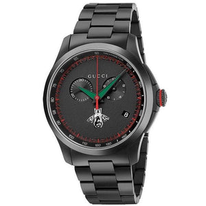 Gucci G-Timeless Chronograph Black Dial Black Steel Strap Watch For Men - YA126269