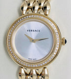 Versace V Flare Diamonds Silver Dial Gold Steel Strap Watch for Women - VEBN00918