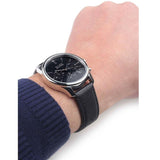 Hugo Boss Time One Chronograph Black Dial Black Leather Strap Watch for Men - 1513430